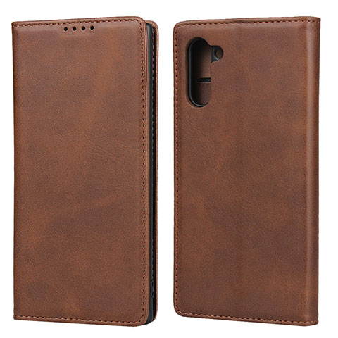 Coque Portefeuille Livre Cuir Etui Clapet T07 pour Samsung Galaxy Note 10 5G Marron