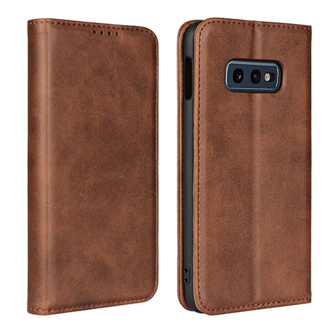 Coque Portefeuille Livre Cuir Etui Clapet T07 pour Samsung Galaxy S10e Marron