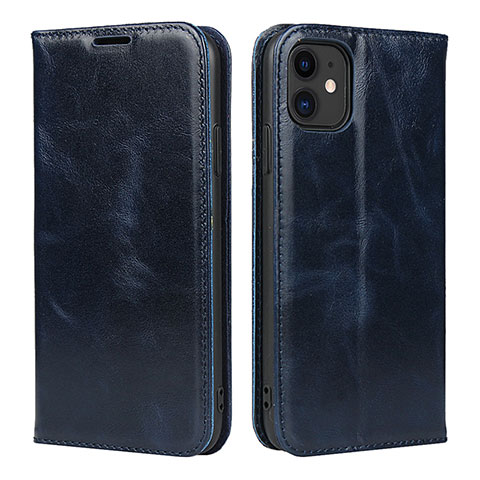 Coque Portefeuille Livre Cuir Etui Clapet T08 pour Apple iPhone 11 Bleu