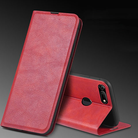 Coque Portefeuille Livre Cuir Etui Clapet T08 pour Huawei Honor View 20 Rouge