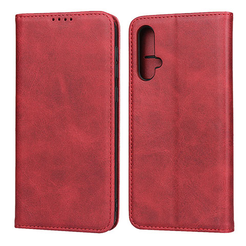 Coque Portefeuille Livre Cuir Etui Clapet T08 pour Huawei Nova 5 Pro Rouge