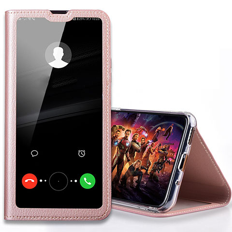 Coque Portefeuille Livre Cuir Etui Clapet T08 pour Huawei P Smart+ Plus (2019) Or Rose