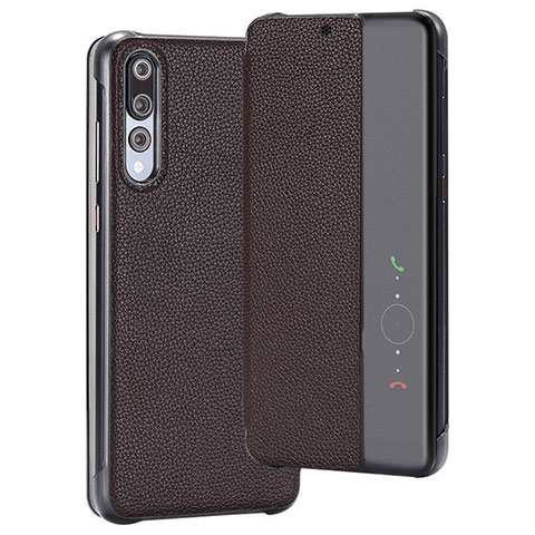 Coque Portefeuille Livre Cuir Etui Clapet T08 pour Huawei P20 Pro Marron