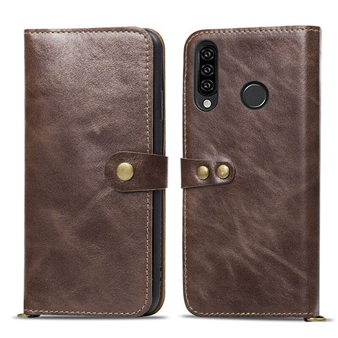 Coque Portefeuille Livre Cuir Etui Clapet T08 pour Huawei P30 Lite New Edition Marron