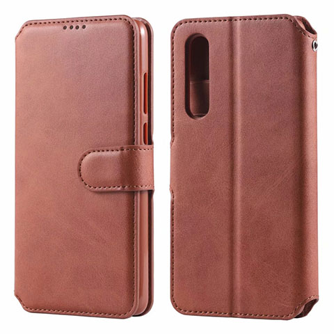 Coque Portefeuille Livre Cuir Etui Clapet T08 pour Huawei P30 Marron