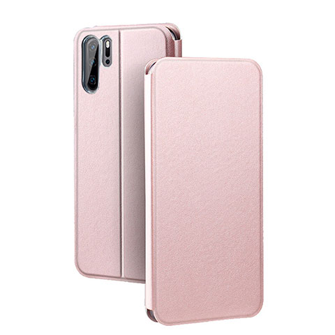 Coque Portefeuille Livre Cuir Etui Clapet T08 pour Huawei P30 Pro Or Rose