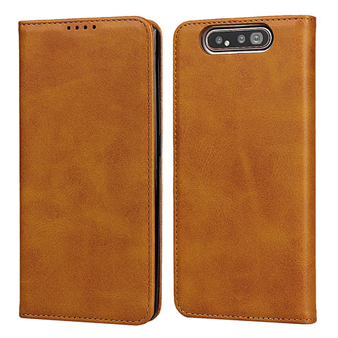 Coque Portefeuille Livre Cuir Etui Clapet T08 pour Samsung Galaxy A80 Orange