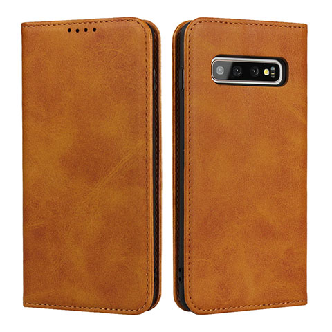 Coque Portefeuille Livre Cuir Etui Clapet T08 pour Samsung Galaxy S10 Plus Orange