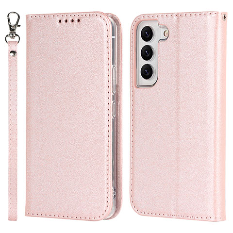 Coque Portefeuille Livre Cuir Etui Clapet T08D pour Samsung Galaxy S21 Plus 5G Or Rose