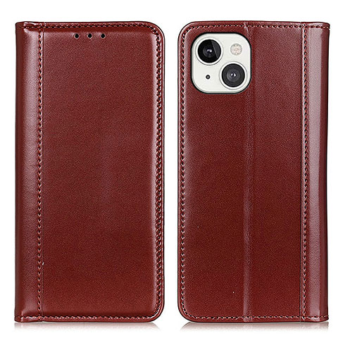 Coque Portefeuille Livre Cuir Etui Clapet T09 pour Apple iPhone 15 Marron