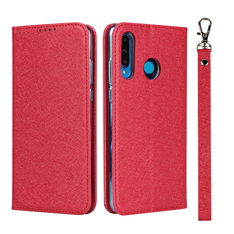 Coque Portefeuille Livre Cuir Etui Clapet T09 pour Huawei Nova 4e Rouge