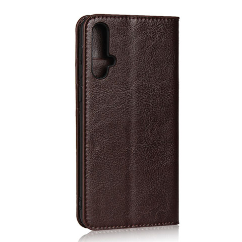 Coque Portefeuille Livre Cuir Etui Clapet T09 pour Huawei Nova 5 Marron