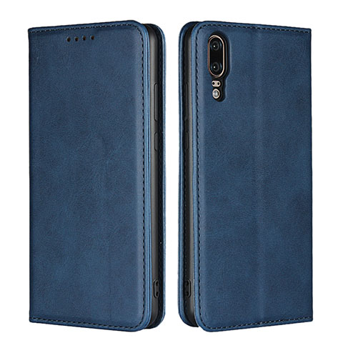 Coque Portefeuille Livre Cuir Etui Clapet T09 pour Huawei P20 Bleu