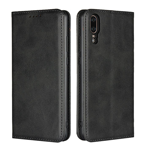 Coque Portefeuille Livre Cuir Etui Clapet T09 pour Huawei P20 Noir