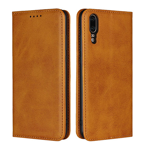 Coque Portefeuille Livre Cuir Etui Clapet T09 pour Huawei P20 Orange