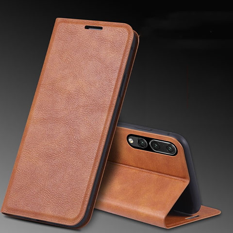 Coque Portefeuille Livre Cuir Etui Clapet T09 pour Huawei P20 Pro Marron