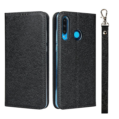 Coque Portefeuille Livre Cuir Etui Clapet T09 pour Huawei P30 Lite XL Noir