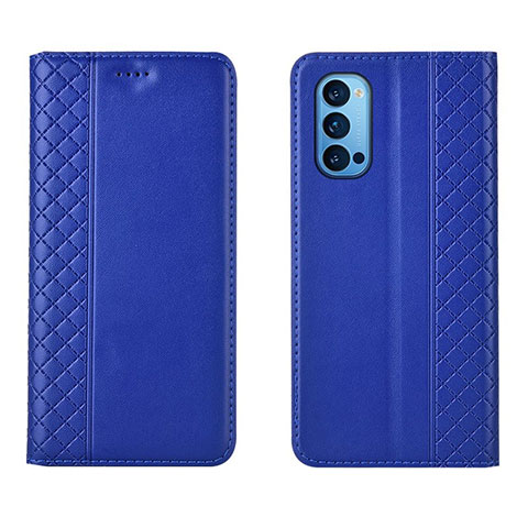 Coque Portefeuille Livre Cuir Etui Clapet T09 pour Oppo Reno4 5G Bleu