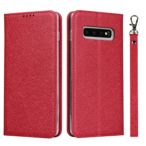 Coque Portefeuille Livre Cuir Etui Clapet T09 pour Samsung Galaxy S10 Plus Rouge