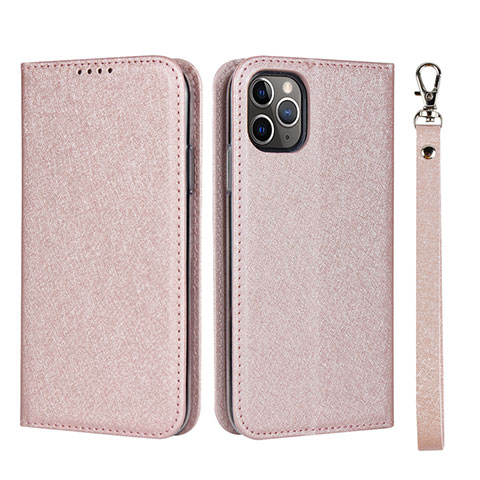 Coque Portefeuille Livre Cuir Etui Clapet T10 pour Apple iPhone 11 Pro Max Or Rose