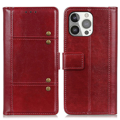 Coque Portefeuille Livre Cuir Etui Clapet T10 pour Apple iPhone 14 Pro Max Rouge