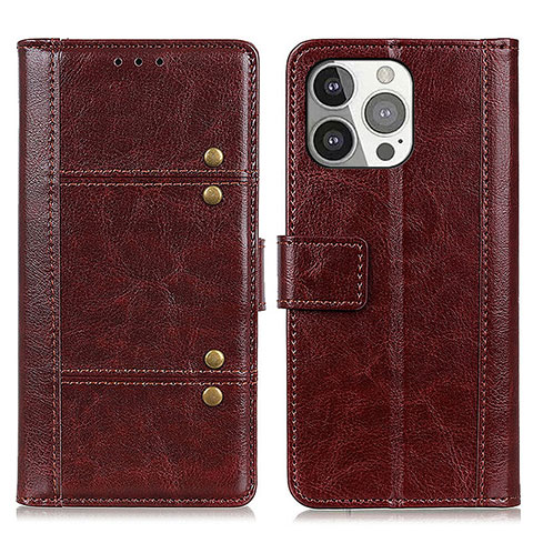 Coque Portefeuille Livre Cuir Etui Clapet T10 pour Apple iPhone 15 Pro Marron