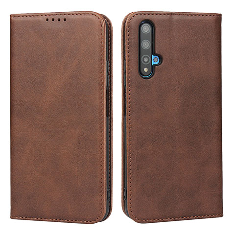 Coque Portefeuille Livre Cuir Etui Clapet T10 pour Huawei Honor 20S Marron