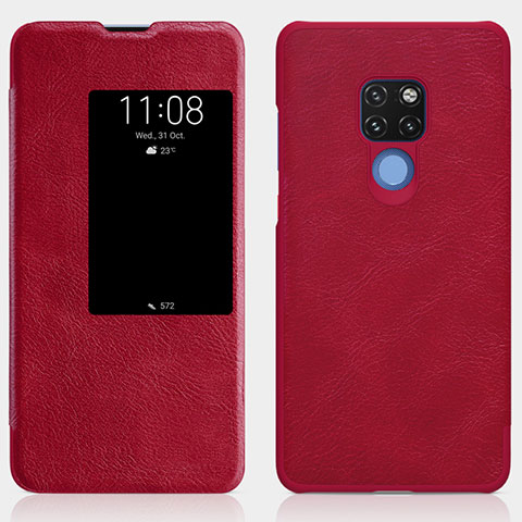 Coque Portefeuille Livre Cuir Etui Clapet T10 pour Huawei Mate 20 Rouge