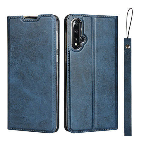 Coque Portefeuille Livre Cuir Etui Clapet T10 pour Huawei Nova 5 Bleu