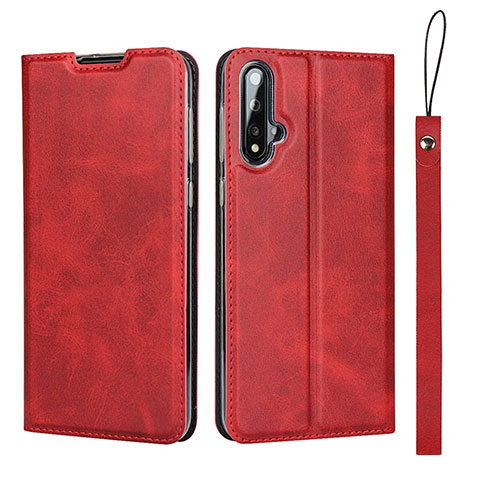 Coque Portefeuille Livre Cuir Etui Clapet T10 pour Huawei Nova 5 Pro Rouge