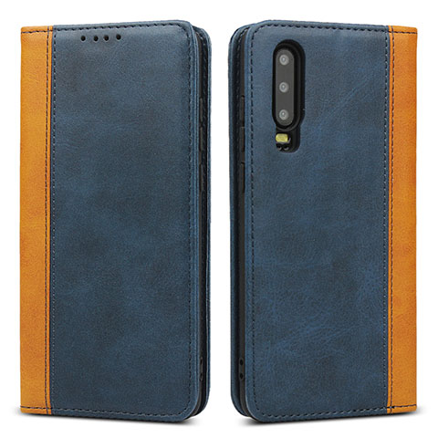 Coque Portefeuille Livre Cuir Etui Clapet T10 pour Huawei P30 Bleu