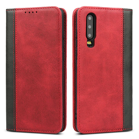 Coque Portefeuille Livre Cuir Etui Clapet T10 pour Huawei P30 Rouge