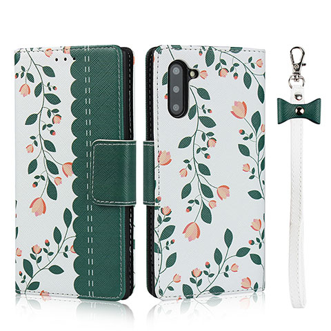 Coque Portefeuille Livre Cuir Etui Clapet T10 pour Samsung Galaxy Note 10 Vert