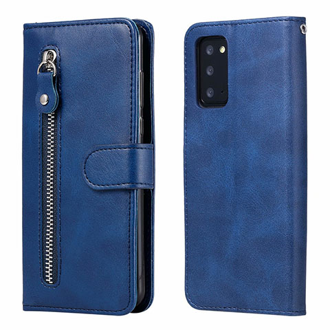 Coque Portefeuille Livre Cuir Etui Clapet T10 pour Samsung Galaxy Note 20 5G Bleu