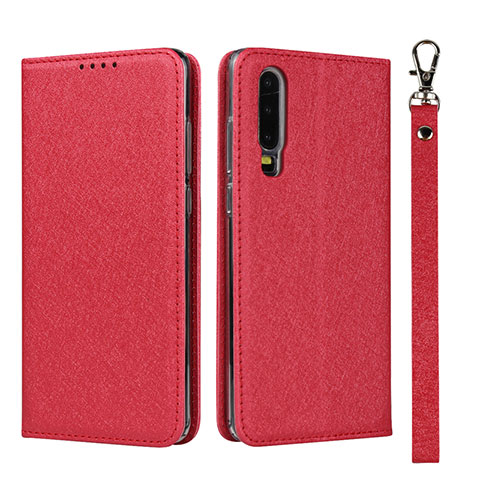 Coque Portefeuille Livre Cuir Etui Clapet T11 pour Huawei P30 Rouge