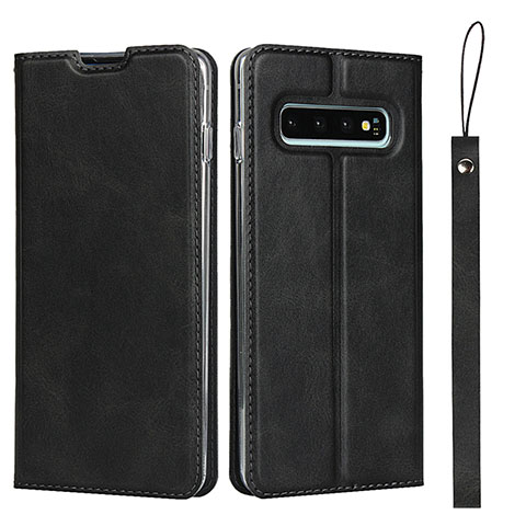 Coque Portefeuille Livre Cuir Etui Clapet T11 pour Samsung Galaxy S10 Plus Noir