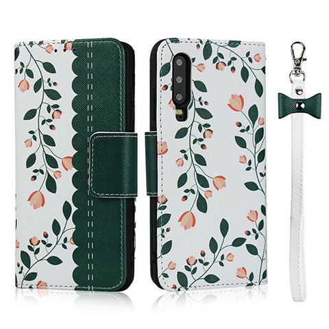 Coque Portefeuille Livre Cuir Etui Clapet T12 pour Huawei P30 Vert