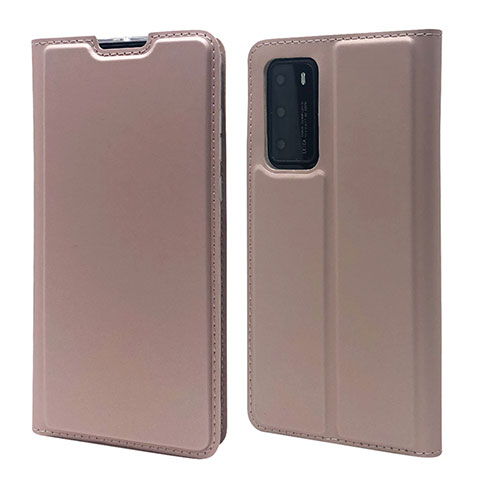 Coque Portefeuille Livre Cuir Etui Clapet T12 pour Huawei P40 Or Rose