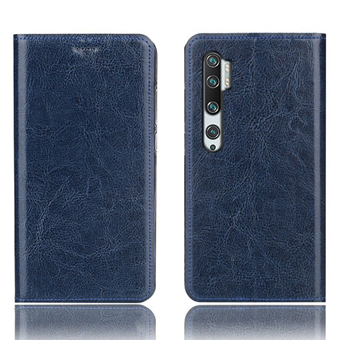 Coque Portefeuille Livre Cuir Etui Clapet T12 pour Xiaomi Mi Note 10 Pro Bleu