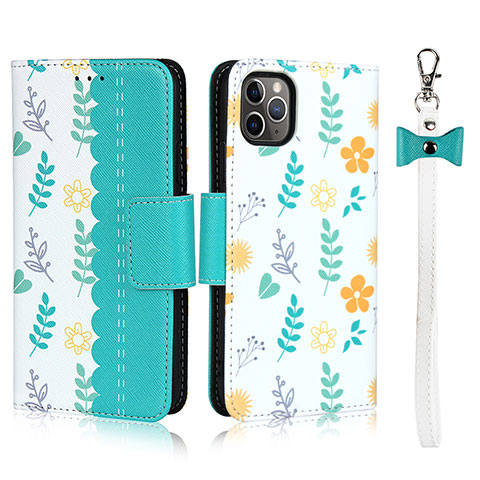 Coque Portefeuille Livre Cuir Etui Clapet T14 pour Apple iPhone 11 Pro Max Cyan