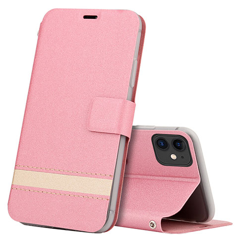 Coque Portefeuille Livre Cuir Etui Clapet T14 pour Apple iPhone 11 Rose