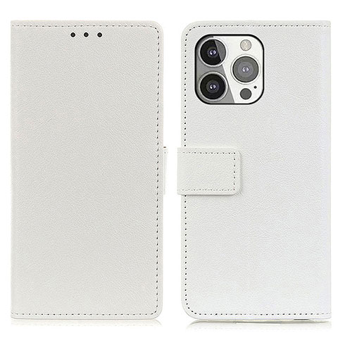 Coque Portefeuille Livre Cuir Etui Clapet T14 pour Apple iPhone 15 Pro Max Blanc