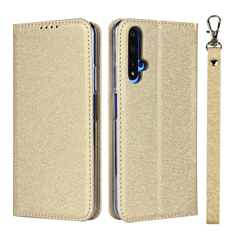 Coque Portefeuille Livre Cuir Etui Clapet T14 pour Huawei Honor 20S Or