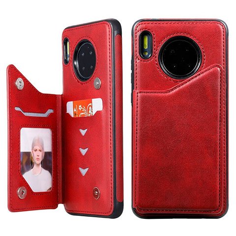 Coque Portefeuille Livre Cuir Etui Clapet T14 pour Huawei Mate 30 Pro 5G Rouge