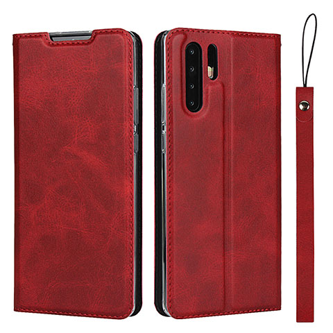 Coque Portefeuille Livre Cuir Etui Clapet T14 pour Huawei P30 Pro Rouge