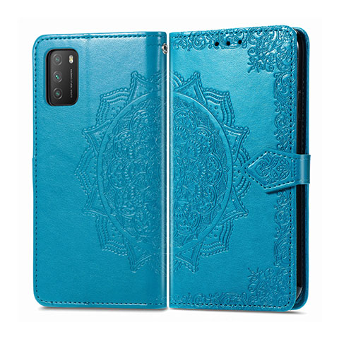 Coque Portefeuille Livre Cuir Etui Clapet T14 pour Xiaomi Poco M3 Bleu Ciel