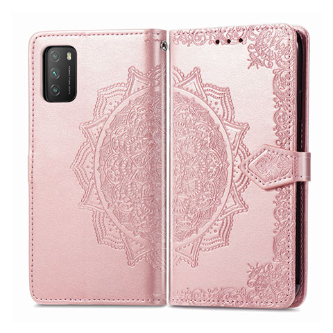 Coque Portefeuille Livre Cuir Etui Clapet T14 pour Xiaomi Poco M3 Or Rose