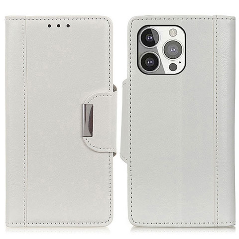 Coque Portefeuille Livre Cuir Etui Clapet T15 pour Apple iPhone 14 Pro Blanc