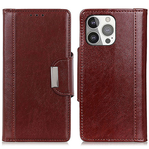 Coque Portefeuille Livre Cuir Etui Clapet T15 pour Apple iPhone 14 Pro Marron