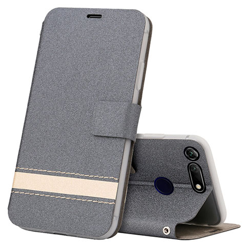 Coque Portefeuille Livre Cuir Etui Clapet T15 pour Huawei Honor View 20 Gris